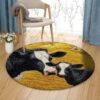 Holstein Cow And Calf Farm Round Carpet Floor Rug Living Room Bedroom Decor Round Area Rug Carpet