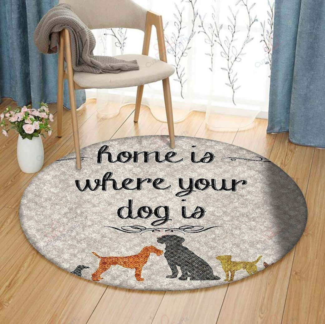 Home Is Where Your Dog Is Round Carpet Floor Rug Living Room Bedroom Decor Round Area Rug Carpet Home Is Where Your Dog Is Round Carpet Floor Rug Living Room Bedroom Decor Round Area Rug Carpet