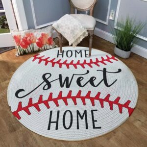 Home Sweet Home Baseball Round Carpet Floor Rug Living Room Bedroom Decor Round Area Rug Carpet