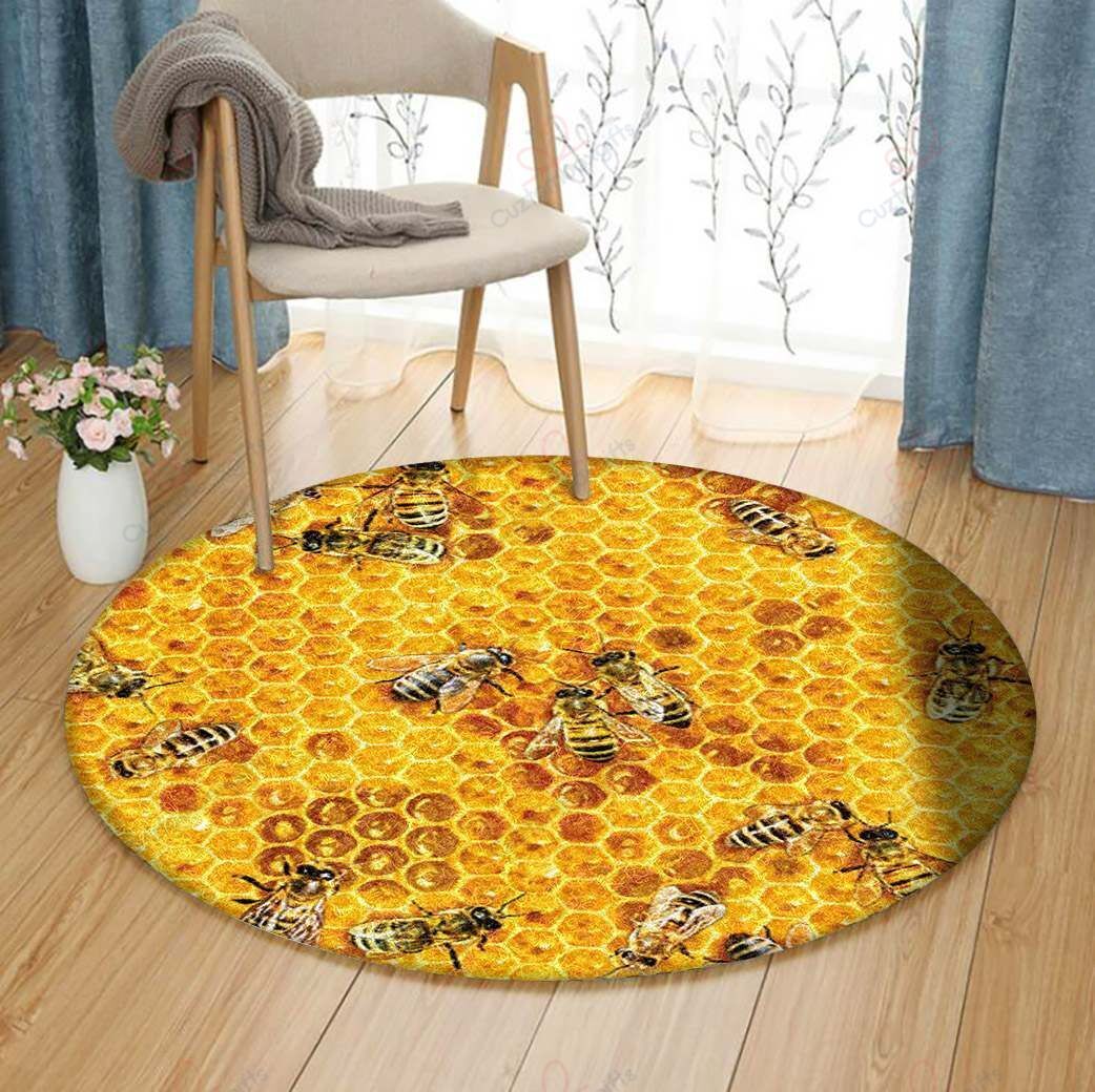 Honey Bee Round Carpet Floor Rug Living Room Bedroom Decor Round Area Rug Carpet Honey Bee Round Carpet Floor Rug Living Room Bedroom Decor Round Area Rug Carpet