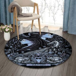 Horoscope Gemini Round Carpet Floor Rug Living Room Bedroom Decor Round Area Rug Carpet