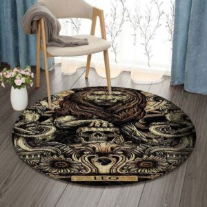 Horoscope Leo Round Carpet Floor Rug Living Room Bedroom Decor Round Area Rug Carpet