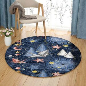 Horoscope Star Round Carpet Floor Rug Living Room Bedroom Decor Round Area Rug Carpet