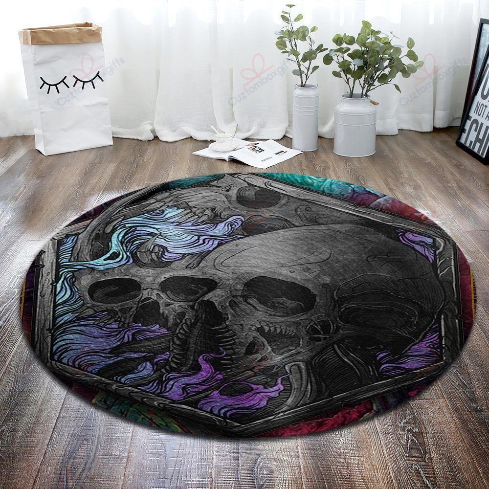 Horror Skull Round Carpet Floor Rug Living Room Bedroom Decor Round Area Rug Carpet Horror Skull Round Carpet Floor Rug Living Room Bedroom Decor Round Area Rug Carpet