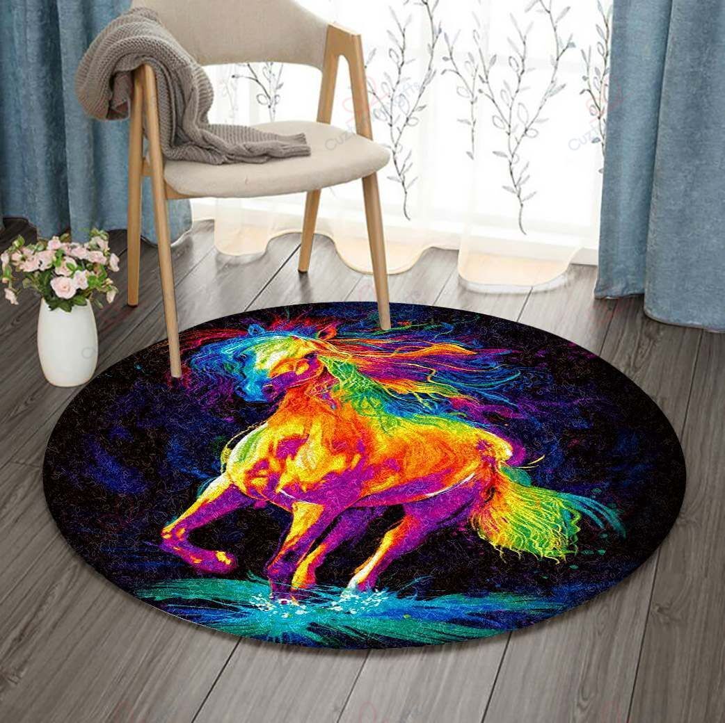 Horse Color Round Carpet Floor Rug Living Room Bedroom Decor Round Area Rug Carpet Horse Color Round Carpet Floor Rug Living Room Bedroom Decor Round Area Rug Carpet