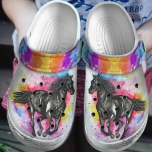 Horse Colorful Personalize Clog Custom Crocs Clog On Sandal Fashion Style Comfortable For Women Men Kid