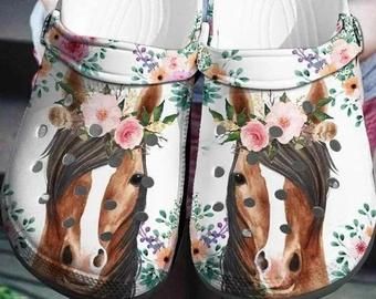 Horse Crocs Crocband Clog Horse Flowers Crocs 3D Print Horse Crocs 3D Charms Gift For Horse Lover Classic Clogs Animal Crocs Gift Horse Crocs Crocband Clog Horse Flowers Crocs 3D Print Horse Crocs 3D Charms Gift For Horse Lover Classic Clogs Animal Crocs Gift