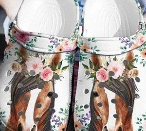 Horse Flowers Crocs Crocband Clog Clog Comfortable For Mens And Womens Classic Clog Water Shoes Comfortable