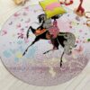 Horse Girl Round Carpet Floor Rug Living Room Bedroom Decor Round Area Rug Carpet