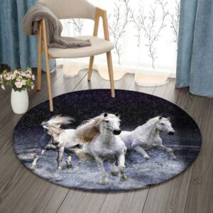 Horse Round Carpet Floor Rug Living Room Bedroom Decor Round Area Rug Carpet