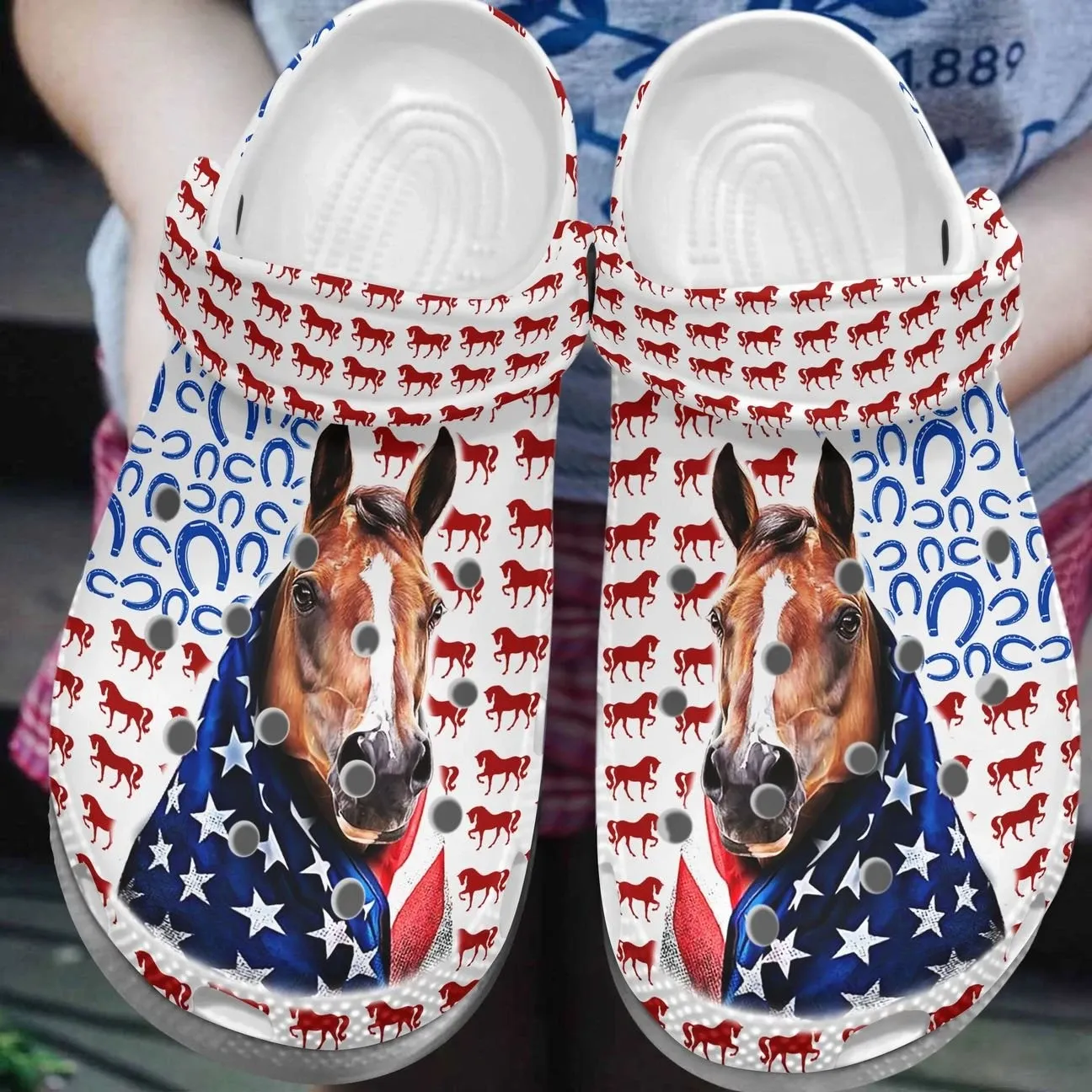 Horse Personalized Clog Custom Crocs Comfortablefashion Style Comfortable For Women Men Kid Print 3D American Horse Horse Personalized Clog Custom Crocs Comfortablefashion Style Comfortable For Women Men Kid Print 3D American Horse