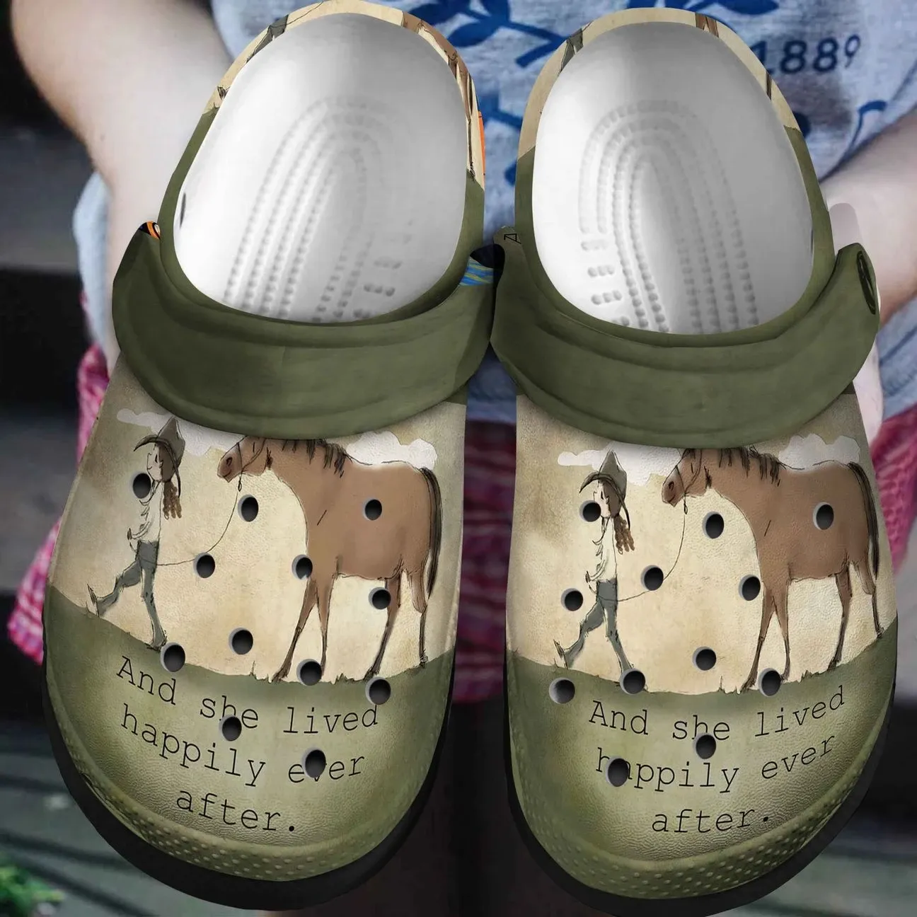 Horse Personalized Clog Custom Crocs Comfortablefashion Style Comfortable For Women Men Kid Print 3D And She Lived Happily Ever After Horse Personalized Clog Custom Crocs Comfortablefashion Style Comfortable For Women Men Kid Print 3D And She Lived Happily Ever After