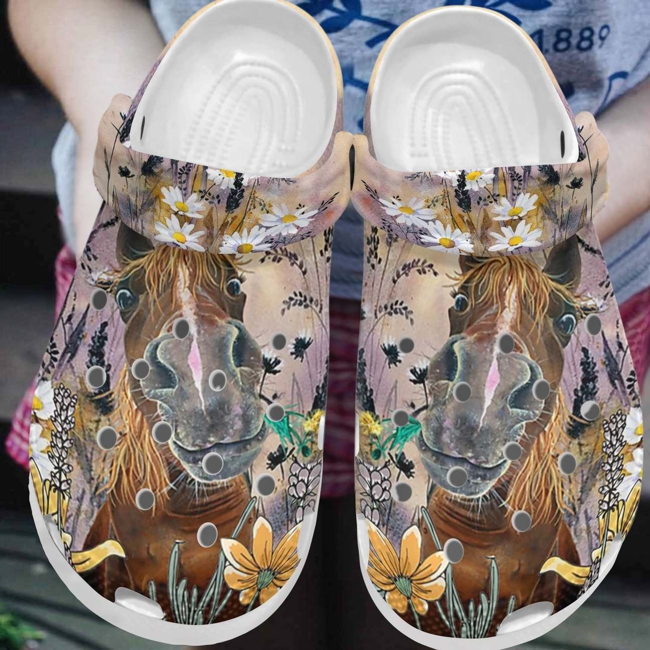 Horse Personalized Clog Custom Crocs Comfortablefashion Style Comfortable For Women Men Kid Print 3D Horse And Flowers Horse Personalized Clog Custom Crocs Comfortablefashion Style Comfortable For Women Men Kid Print 3D Horse And Flowers
