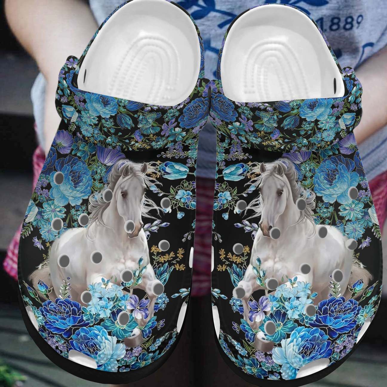 Horse Personalized Clog Custom Crocs Comfortablefashion Style Comfortable For Women Men Kid Print 3D Horse Flora Horse Personalized Clog Custom Crocs Comfortablefashion Style Comfortable For Women Men Kid Print 3D Horse Flora