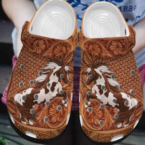 Horse Personalized Clog Custom Crocs Comfortablefashion Style Comfortable For Women Men Kid Print 3D Horse Wood