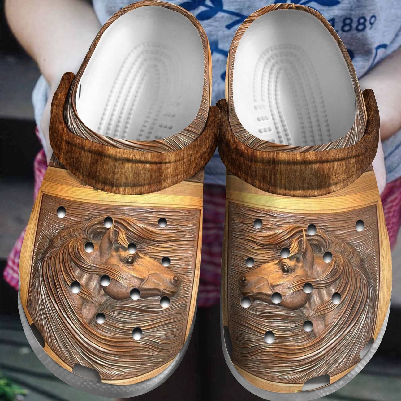 Horse Personalized Clog Custom Crocs Comfortablefashion Style Comfortable For Women Men Kid Print 3D Wooden Horse Horse Personalized Clog Custom Crocs Comfortablefashion Style Comfortable For Women Men Kid Print 3D Wooden Horse