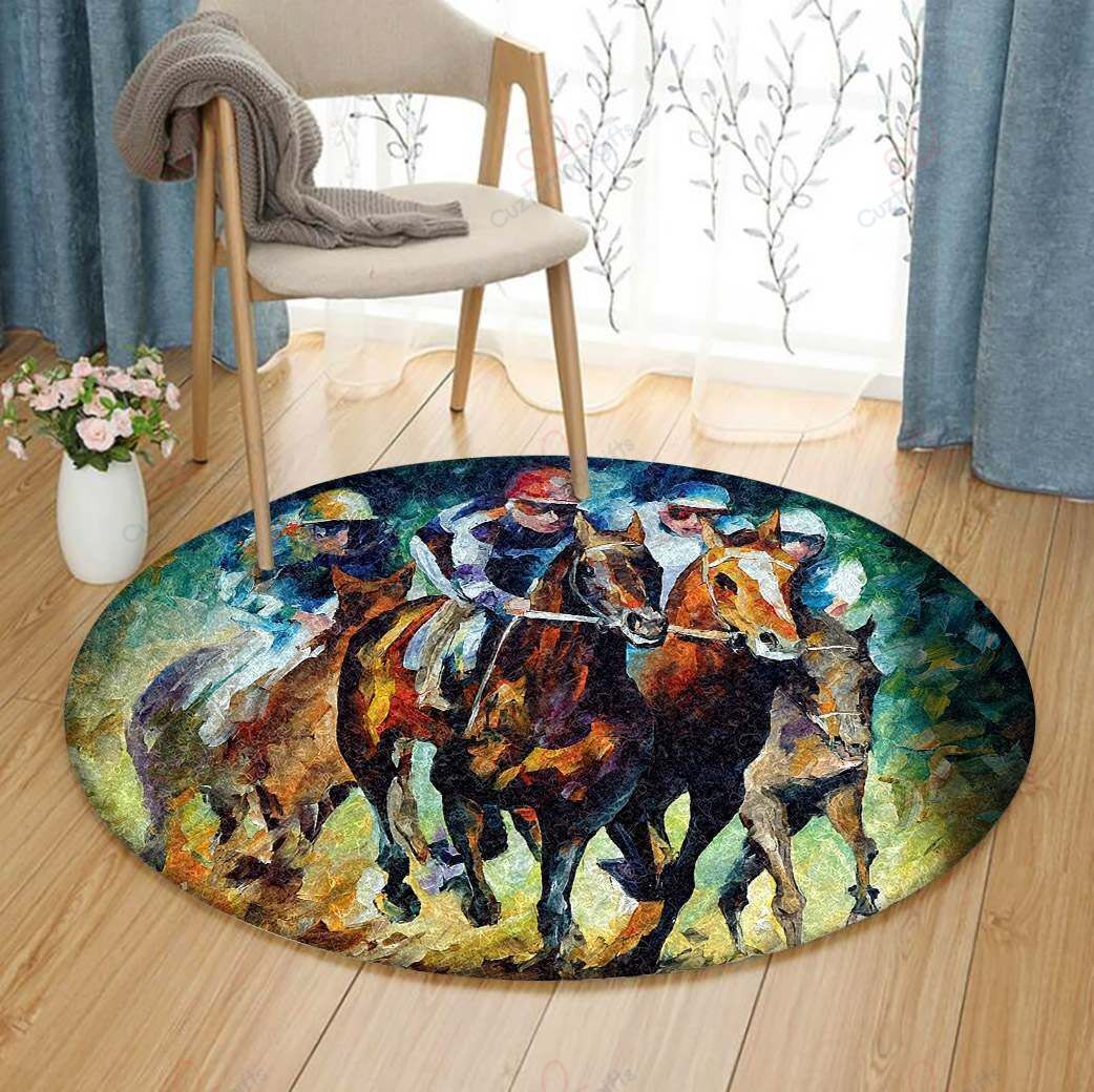 Horse Racing Round Carpet Floor Rug Living Room Bedroom Decor Round Area Rug Carpet Horse Racing Round Carpet Floor Rug Living Room Bedroom Decor Round Area Rug Carpet