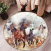 Horse Running Round Carpet Floor Rug Living Room Bedroom Decor Round Area Rug Carpet