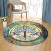 Horse Tree Of Life Round Carpet Floor Rug Living Room Bedroom Decor Round Area Rug Carpet