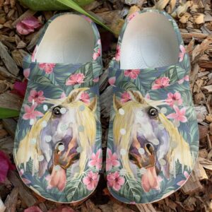 Horse Tropical Sku 1441 Crocs Crocband Clog Comfortable For Mens Womens Classic Clog Water Shoes
