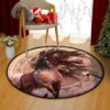 Horse Vintage Round Carpet Floor Rug Living Room Bedroom Decor Round Area Rug Carpet