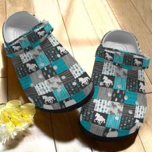 Horse Whitesole Wild And Free Blue Personalize Clog Custom Crocs Clog On Sandal Fashion Style Comfortable For Women Men Kid