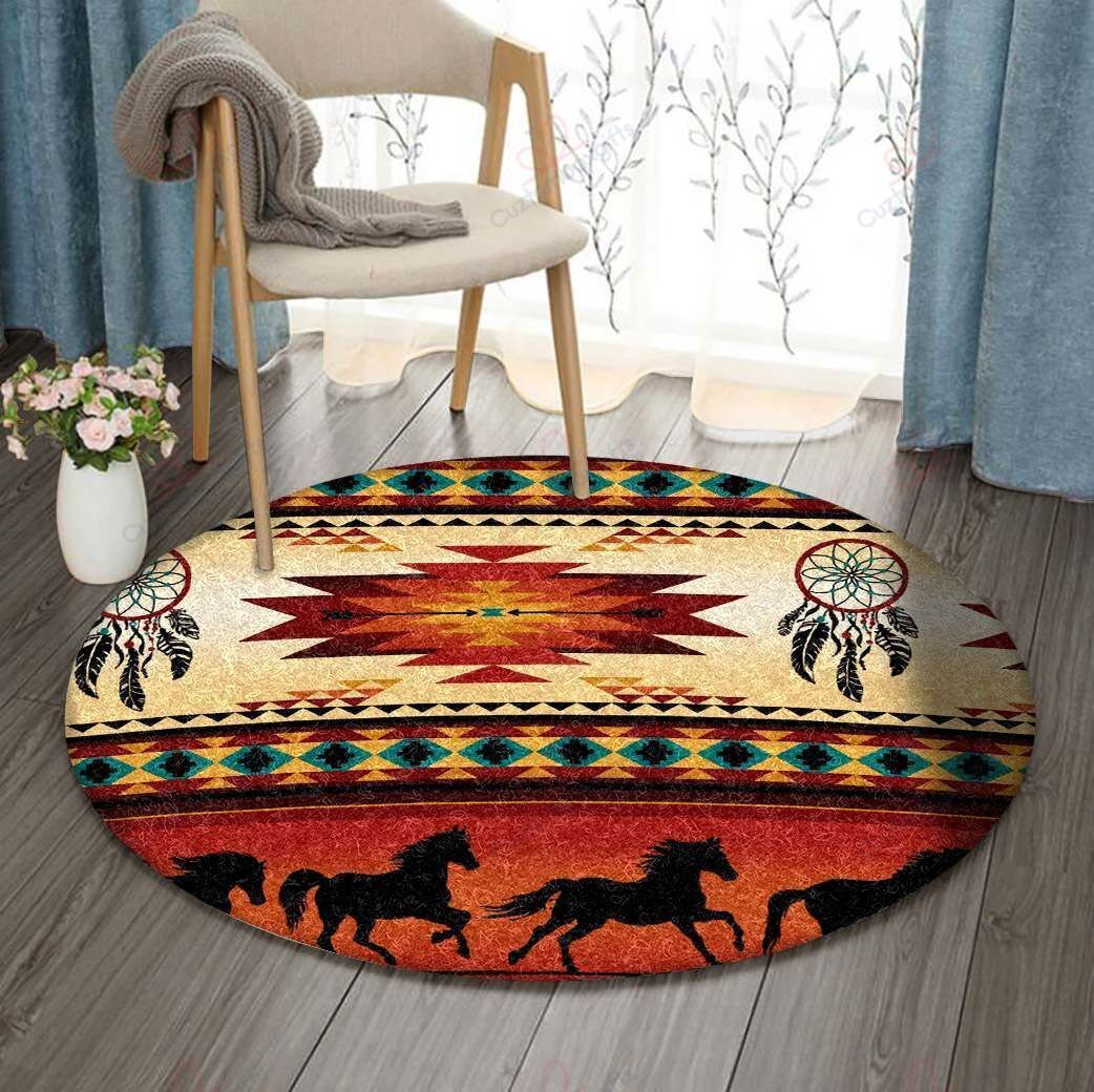 Horses And Dreamcatchers Native American Mandala Round Carpet Floor Rug Living Room Bedroom Decor Round Area Rug Carpet Horses And Dreamcatchers Native American Mandala Round Carpet Floor Rug Living Room Bedroom Decor Round Area Rug Carpet
