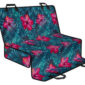 Hot Pink Hibiscus Tropical Pattern Print Pet Car Back Seat Cover - d690730263a3