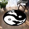 Howling Yin Yang Wolf Native American Round Carpet Floor Rug Living Room Bedroom Decor Round Area Rug Carpet