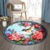Hummingbird And Flower Round Carpet Floor Rug Living Room Bedroom Decor Round Area Rug Carpet