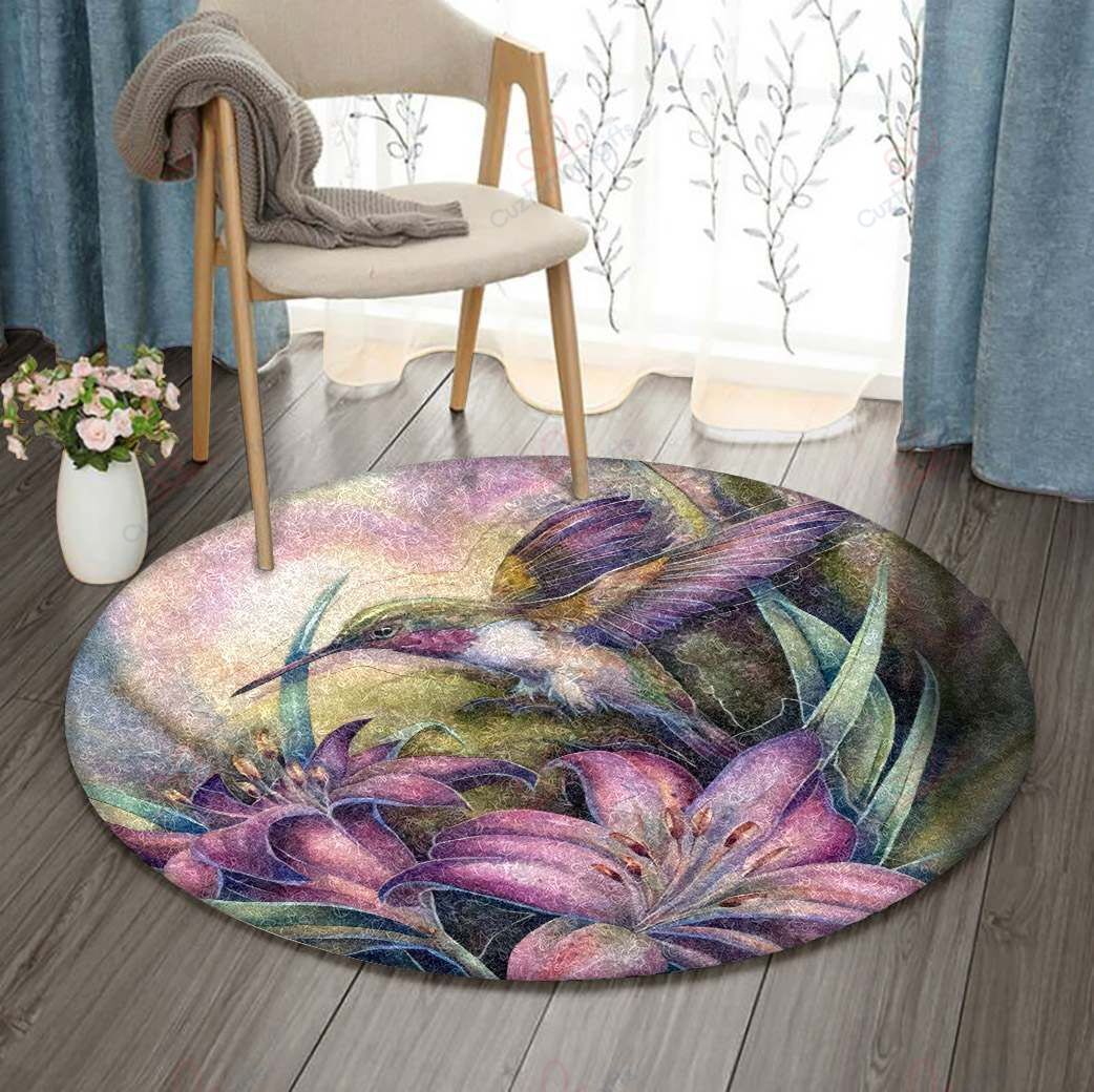 Hummingbird And Lily Flower Round Carpet Floor Rug Living Room Bedroom Decor Round Area Rug Carpet Hummingbird And Lily Flower Round Carpet Floor Rug Living Room Bedroom Decor Round Area Rug Carpet