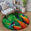 Hummingbird And Plant Round Carpet Floor Rug Living Room Bedroom Decor Round Area Rug Carpet