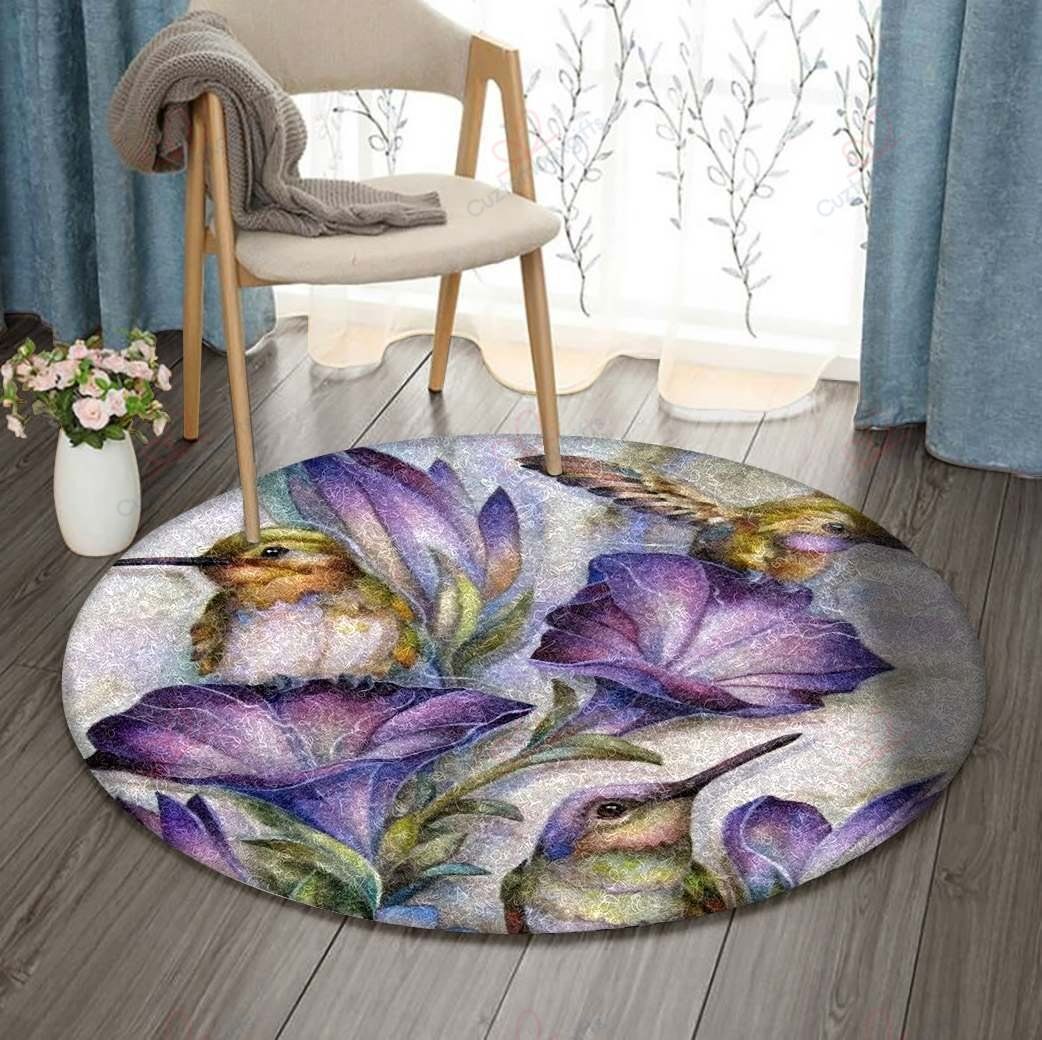 Hummingbird And Purple Flower Round Carpet Floor Rug Living Room Bedroom Decor Round Area Rug Carpet Hummingbird And Purple Flower Round Carpet Floor Rug Living Room Bedroom Decor Round Area Rug Carpet