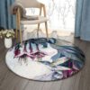 Hummingbird And Purple Fuchsia Round Carpet Floor Rug Living Room Bedroom Decor Round Area Rug Carpet