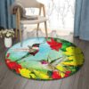 Hummingbirds Round Carpet Floor Rug Living Room Bedroom Decor Round Area Rug Carpet