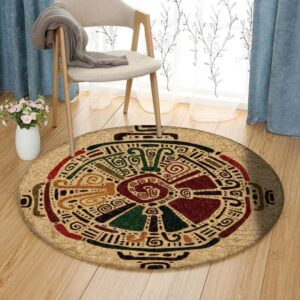 Hunab Ku Mayan Round Carpet Floor Rug Living Room Bedroom Decor Round Area Rug Carpet