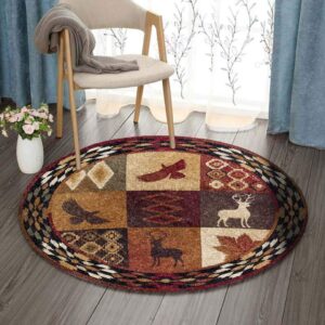 Hunting Deer Round Carpet Floor Rug Living Room Bedroom Decor Round Area Rug Carpet