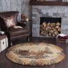 Hunting Retreat Round Carpet Floor Rug Living Room Bedroom Decor Round Area Rug Carpet