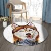 Husky Round Carpet Floor Rug Living Room Bedroom Decor Round Area Rug Carpet
