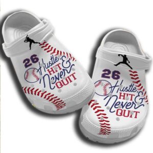 Hustle Hit Never Quit Shoes Crocs Clog For Batter Girl-Baseball Shoes Crocbland Clog For Men Women