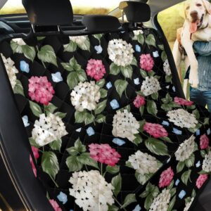 Hydrangea And Blue Butterflies On Black Design Car Back Seat Cover Dog Car Seat Covers - 521f76d7abb4