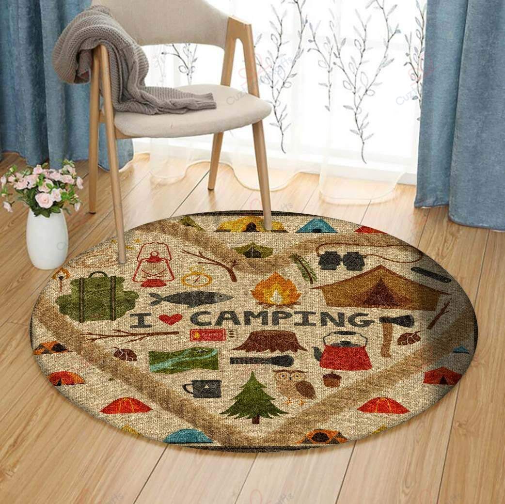 I Love Camping Round Carpet Floor Rug Living Room Bedroom Decor Round Area Rug Carpet I Love Camping Round Carpet Floor Rug Living Room Bedroom Decor Round Area Rug Carpet