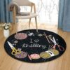 I Love Knitting Round Carpet Floor Rug Living Room Bedroom Decor Round Area Rug Carpet