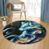 Ice Cloud Wolf Round Carpet Floor Rug Living Room Bedroom Decor Round Area Rug Carpet