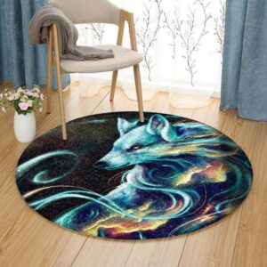 Ice Cloud Wolf Round Carpet Floor Rug Living Room Bedroom Decor Round Area Rug Carpet
