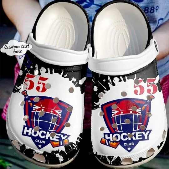 Ice Hockey Lover Club Black Personalize Clog Custom Crocs Clog Number On Sandal Fashion Style Comfortable For Women Men Kid Ice Hockey Lover Club Black Personalize Clog Custom Crocs Clog Number On Sandal Fashion Style Comfortable For Women Men Kid