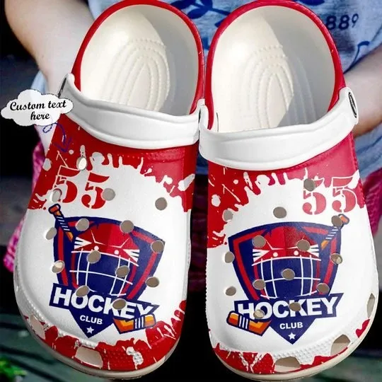 Ice Hockey Lover Club Red Personalize Clog Custom Crocs Clog Number On Sandal Fashion Style Comfortable For Women Men Kid Ice Hockey Lover Club Red Personalize Clog Custom Crocs Clog Number On Sandal Fashion Style Comfortable For Women Men Kid