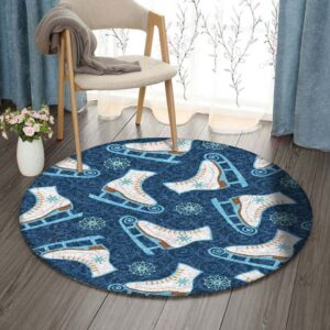 Ice Skating Round Carpet Floor Rug Living Room Bedroom Decor Round Area Rug Carpet