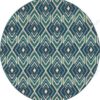 Ikat Diamonds Navy And Green Round Carpet Floor Rug Living Room Bedroom Decor Round Area Rug Carpet