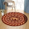 Indian Elephant Pattern Round Carpet Floor Rug Living Room Bedroom Decor Round Area Rug Carpet